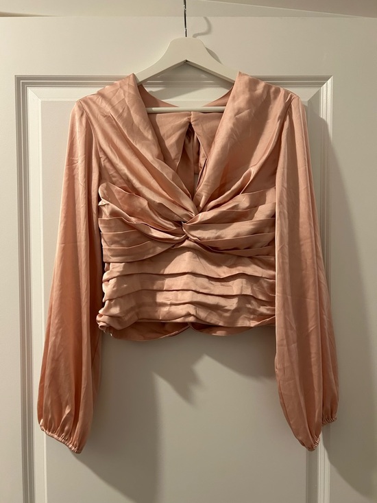 Express Tops - Express Dusty Rose Twist Front Long Sleeve Blouse